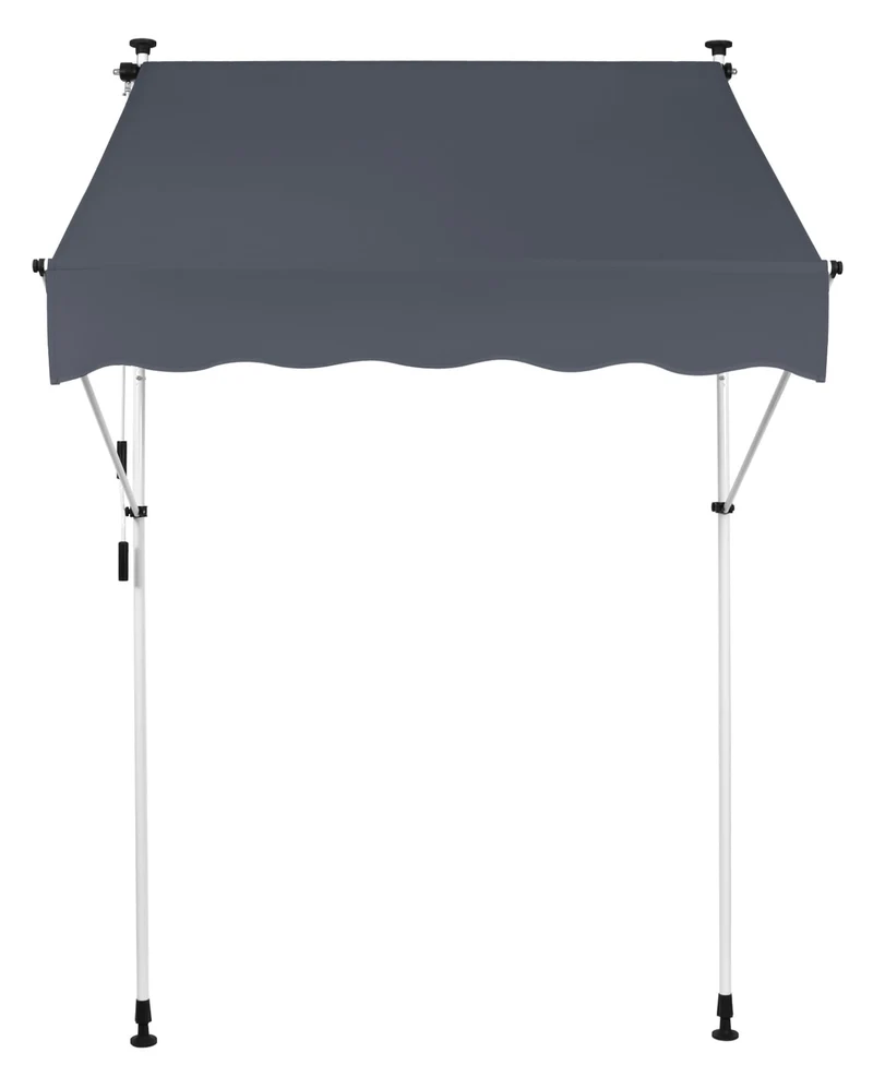 Store banne terrasse auvent à pince avec pied réglable installation sans perçage largeur 350 cm tube en acier tissu anthracite 10_0002971