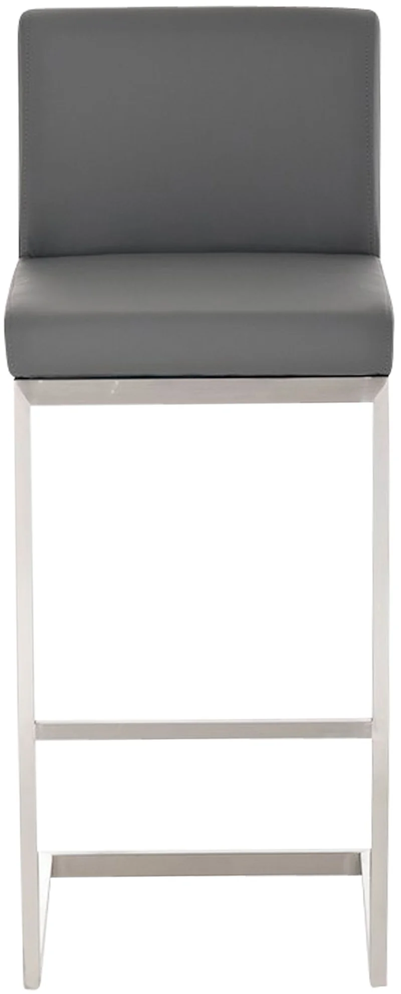 Tabouret de bar x1 design moderne support en acier inoxydable assise en PVC gris 10_0005320
