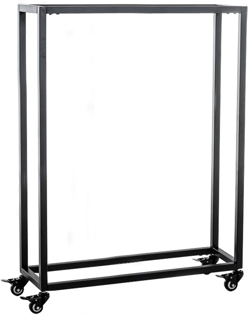 Range-bûches étagère support bois de cheminée sur roulettes 100x60x25 cm en métal noir 10_0003530