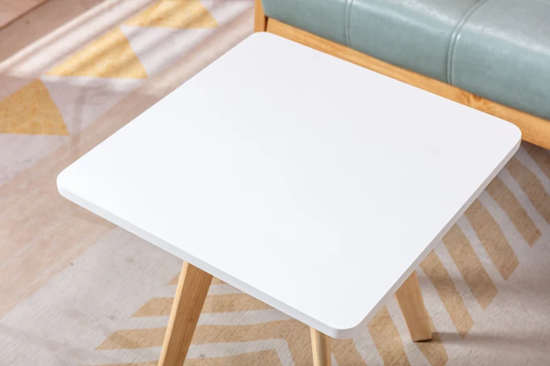 Table d'appoint angulaire style scandinave hauteur 46 cm en MDF blanc pieds en forme carrée 10_0005514