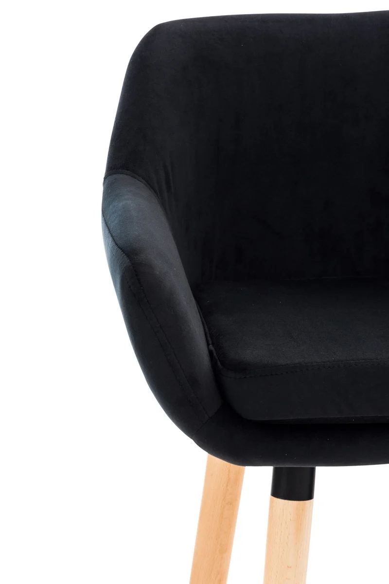 Tabouret de bar lounge x1 design scandinave assise en velours noir pieds en bois repose-pieds en métal 10_0004914