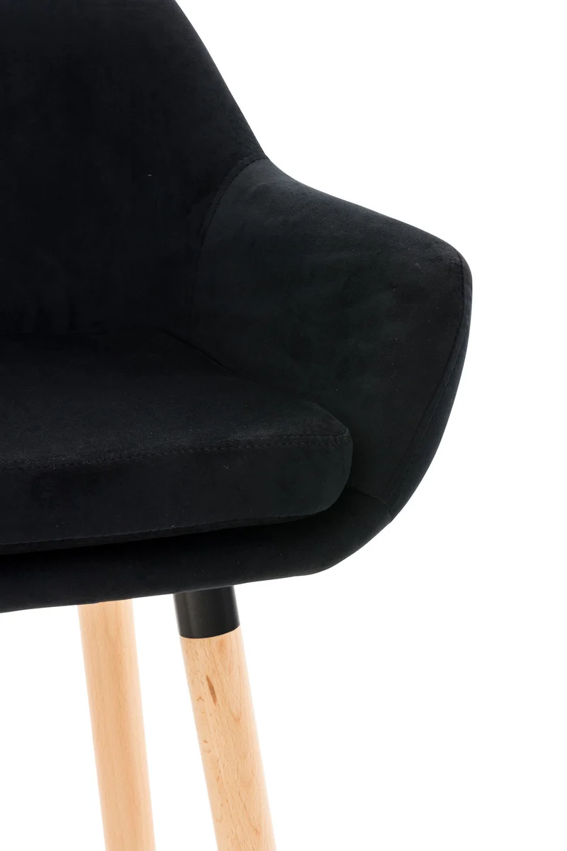 Tabouret de bar lounge x1 design scandinave assise en velours noir pieds en bois repose-pieds en métal 10_0004914