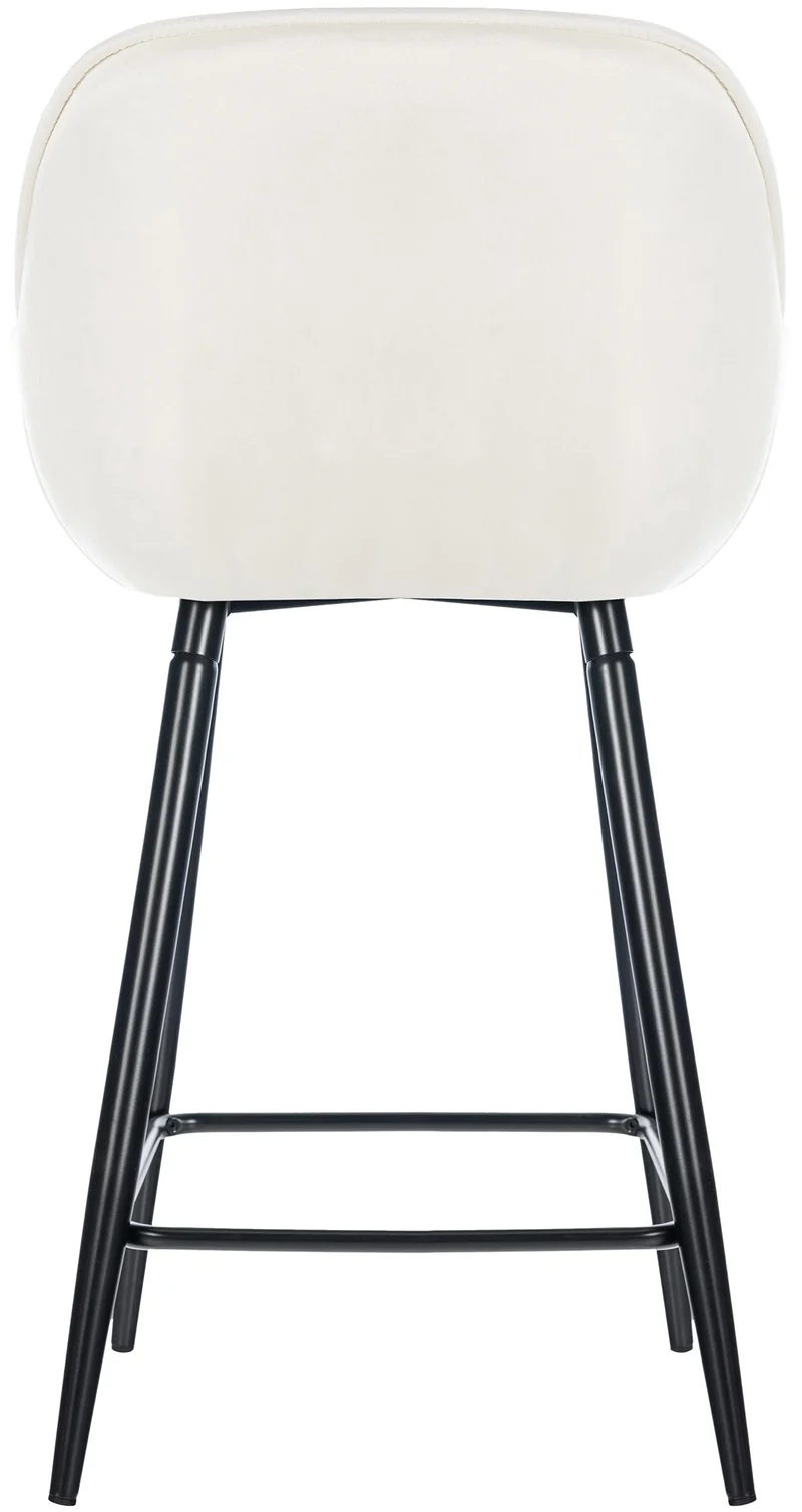 Tabouret de bar chaise haute x1 assise effet capitonnée en velours crème et métal noir 10_0004890
