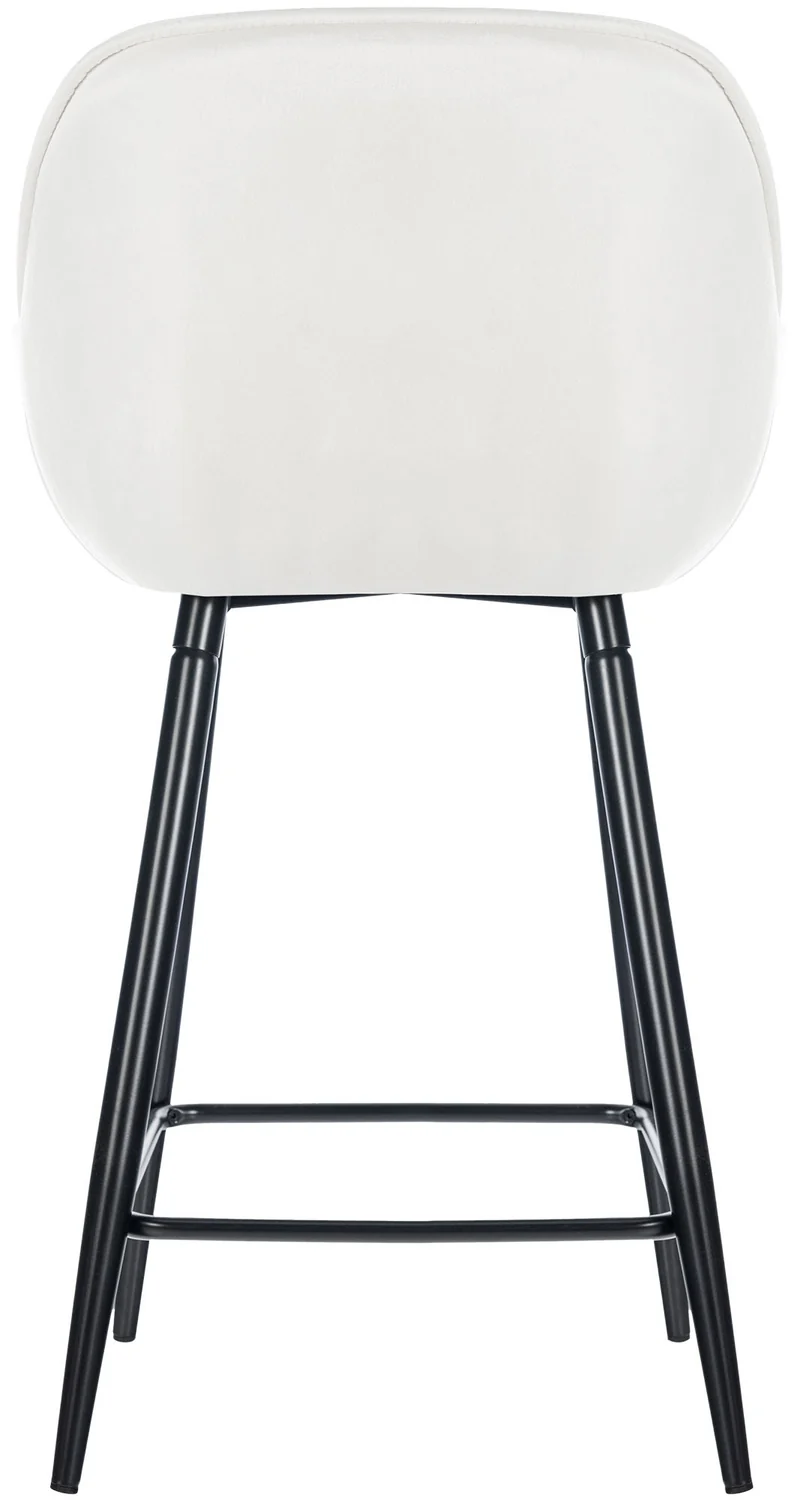 Lot de 2 tabourets de bar chaises hautes assise effet capitonnée en velours blanc crème et métal noir 10_0004151