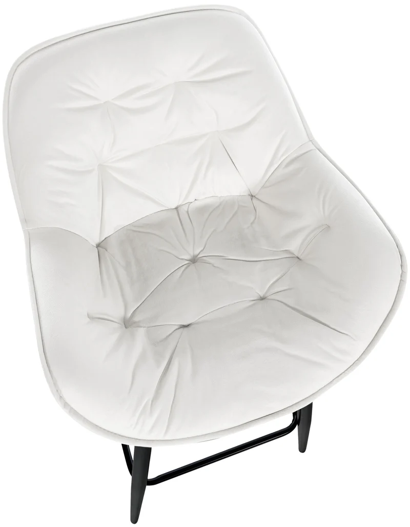 Lot de 2 tabourets de bar chaises hautes assise effet capitonnée en velours blanc crème et métal noir 10_0004151