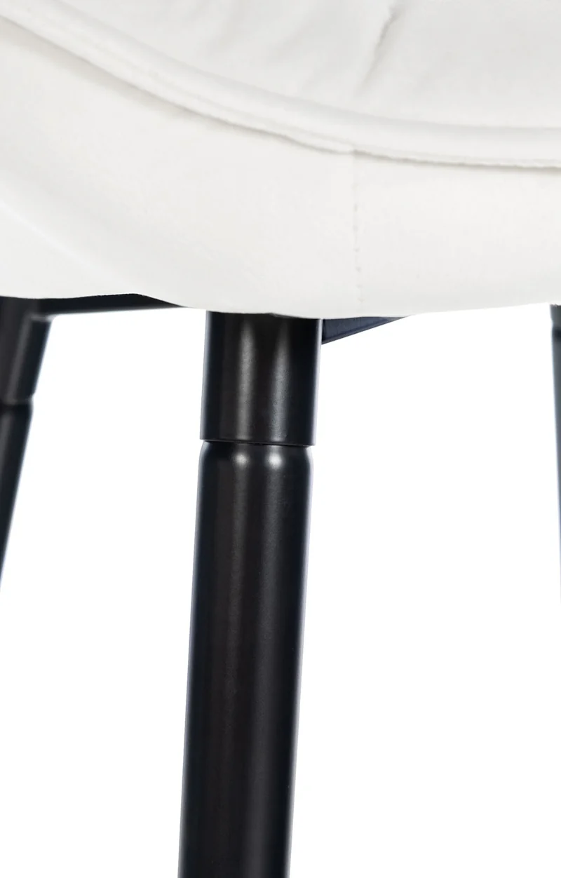 Lot de 2 tabourets de bar chaises hautes assise effet capitonnée en velours blanc crème et métal noir 10_0004151