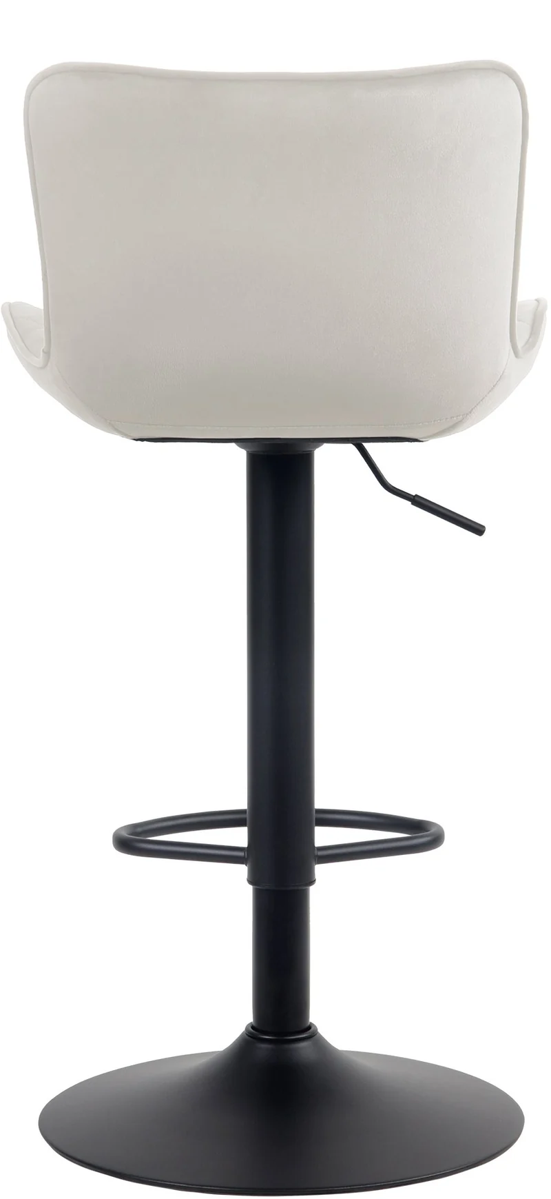 Tabouret de bar x1 coutures décoratives pied trompette hauteur réglable en métal noir assise en velours crème 10_0004859