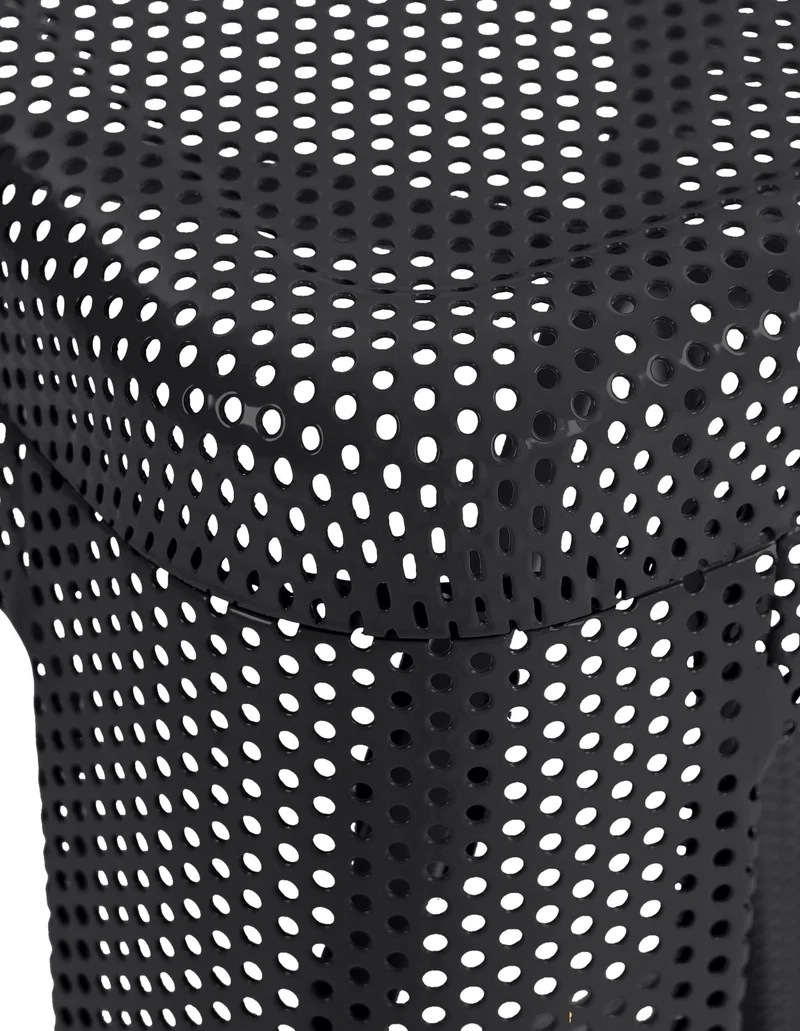 Tabouret de bar avec repose-pieds design industriel empilable en métal perforé noir 10_0004867