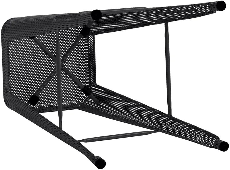 Tabouret de bar avec repose-pieds design industriel empilable en métal perforé noir 10_0004867