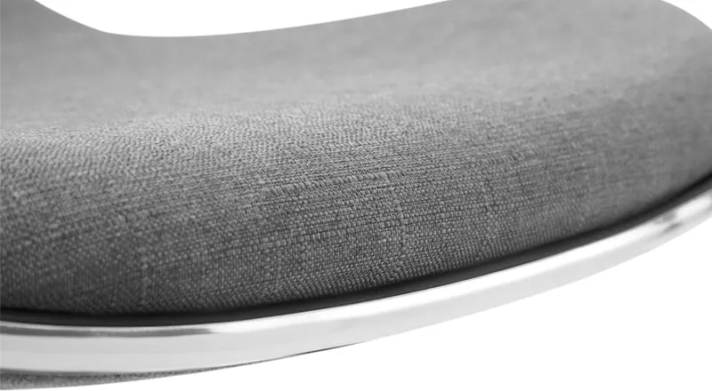 Tabouret de bar x1 assise ergonomique en tissu gris clair pied en trompette en métal noir 10_0005392