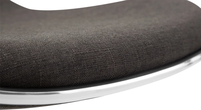 Tabouret de bar x1 assise ergonomique en tissu gris foncé pied en trompette en métal blanc 10_0005396