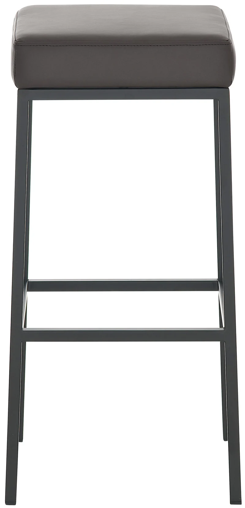 Tabouret de bar x1 avec repose-pieds design simple hauteur 85 cm en PVC marron et métal noir 10_0005244