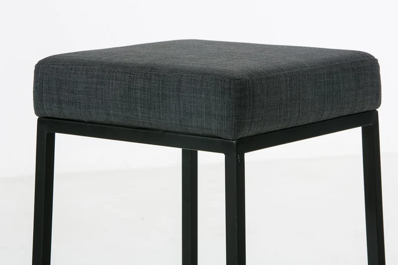 Tabouret de bar x1 avec repose-pieds design simple hauteur 85 cm en tissu gris foncé et métal noir 10_0005249