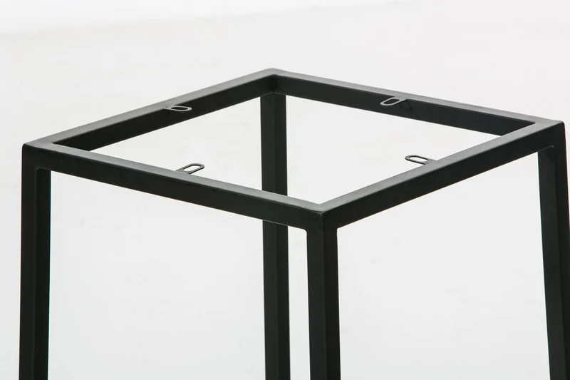 Tabouret de bar x1 avec repose-pieds design simple hauteur 85 cm en tissu gris foncé et métal noir 10_0005249