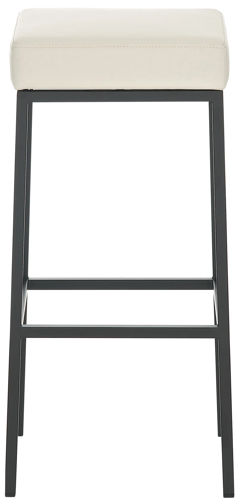Lot de 2 tabourets de bar avec repose-pieds design simple hauteur 85 cm en PVC crème et métal noir 10_0004378