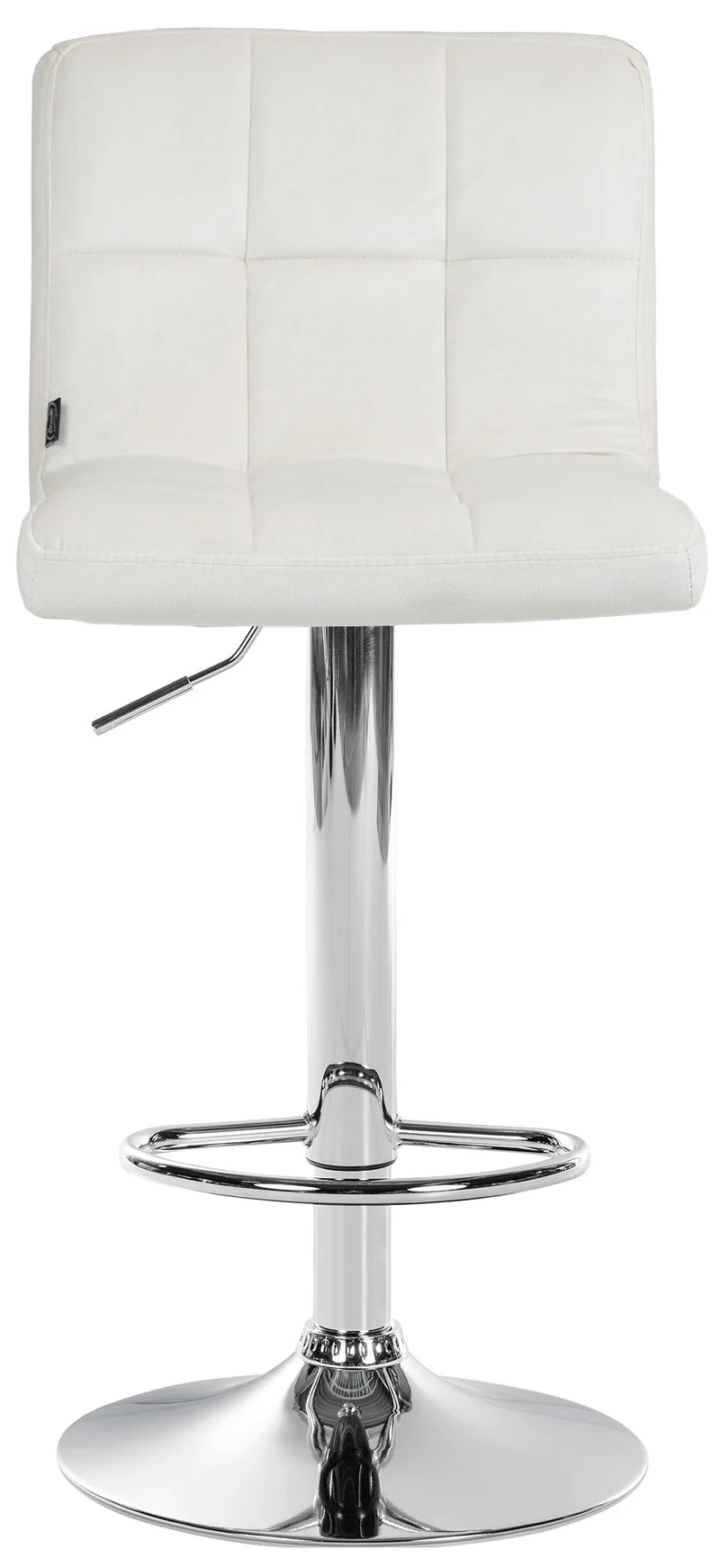 Tabouret de bar chaise haute x 1 avec coutures décoratives carrées assise en velours crème pieds en métal chromé 10_0005324