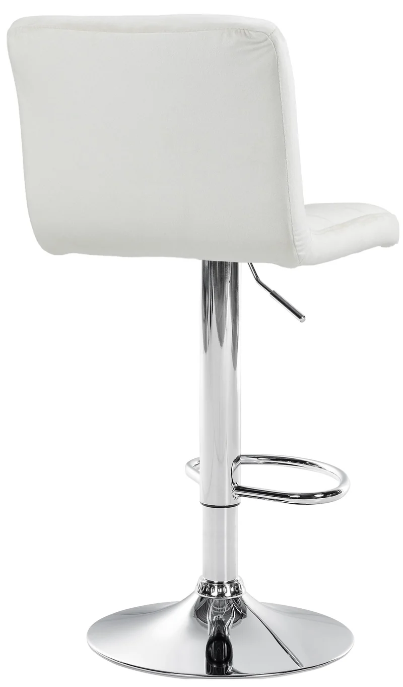 Tabouret de bar chaise haute x 1 avec coutures décoratives carrées assise en velours crème pieds en métal chromé 10_0005324