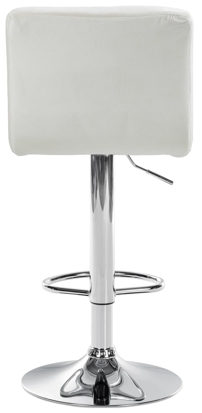 Tabouret de bar chaise haute x 1 avec coutures décoratives carrées assise en velours crème pieds en métal chromé 10_0005324