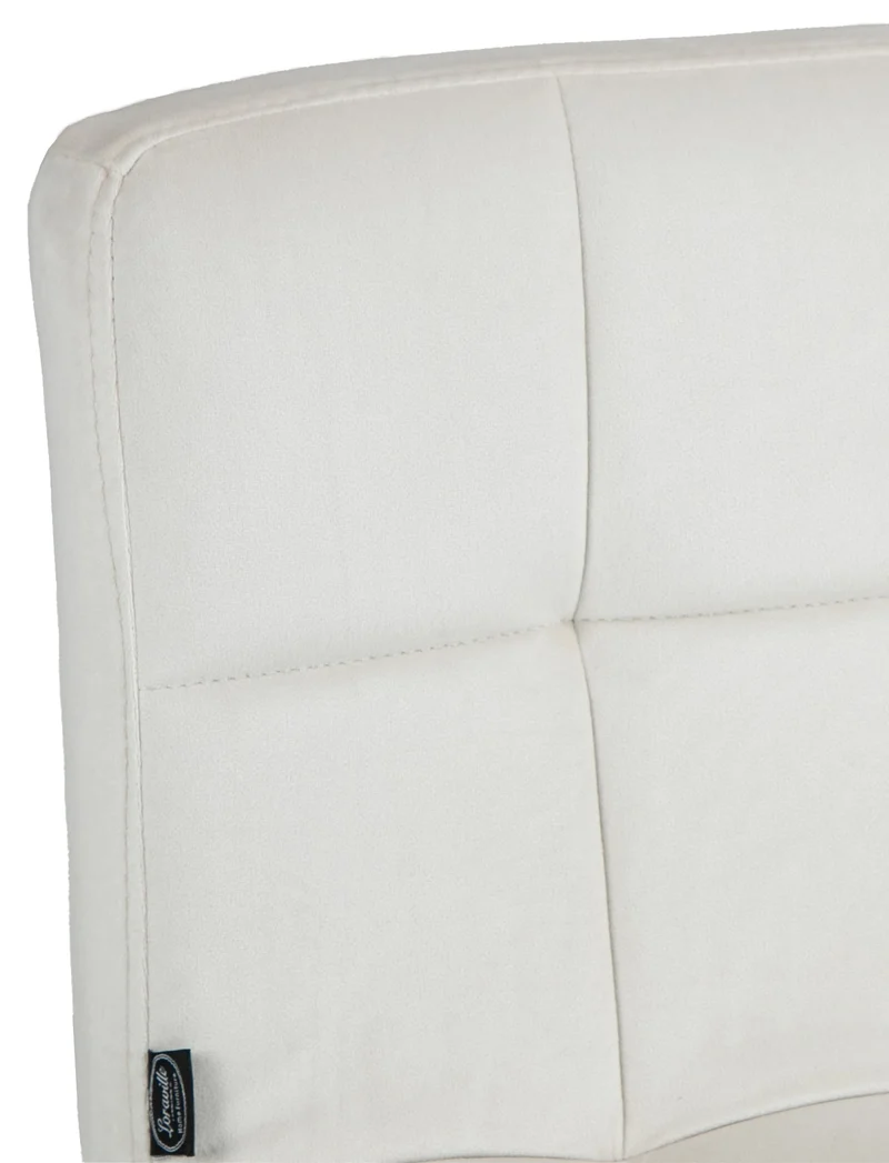 Tabouret de bar chaise haute x 1 avec coutures décoratives carrées assise en velours crème pieds en métal chromé 10_0005324