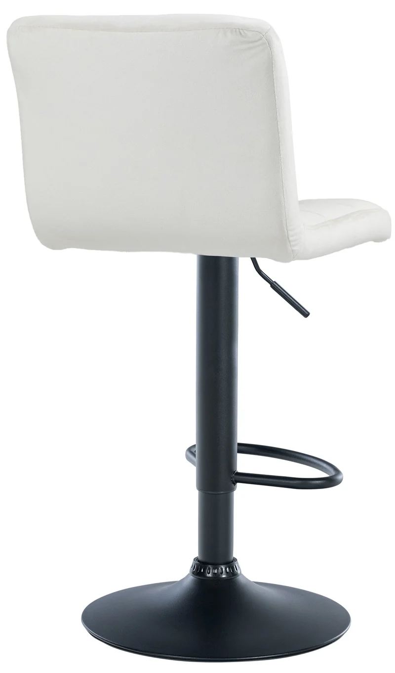 Tabouret de bar chaise haute x 1 avec coutures décoratives carrées assise en velours crème pieds en métal noir 10_0005330