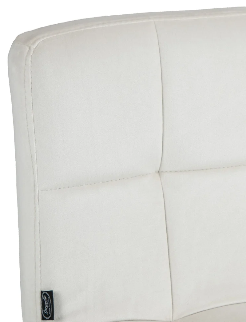 Tabouret de bar chaise haute x 1 avec coutures décoratives carrées assise en velours crème pieds en métal noir 10_0005330