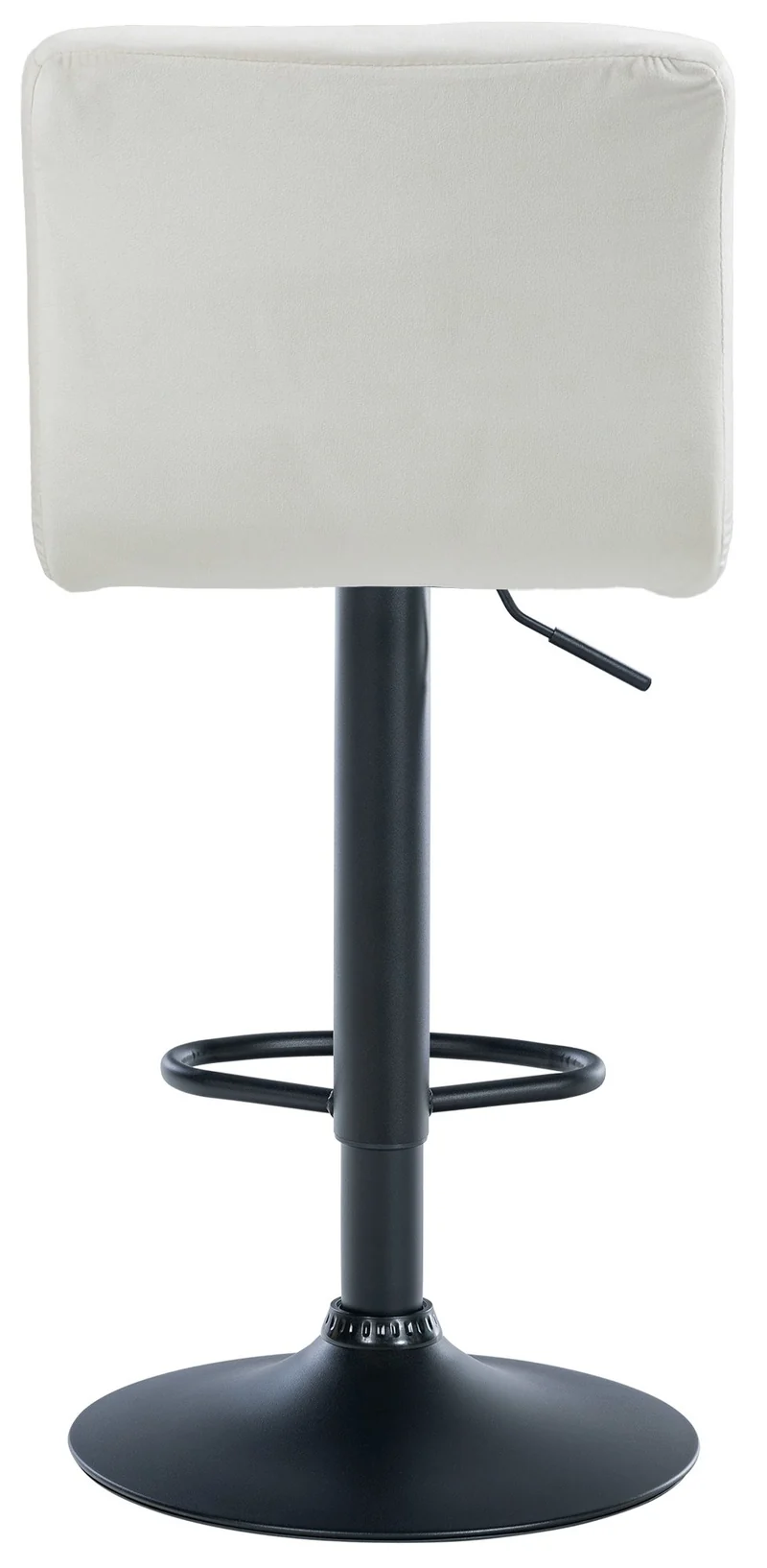 Tabouret de bar chaise haute x 1 avec coutures décoratives carrées assise en velours crème pieds en métal noir 10_0005330