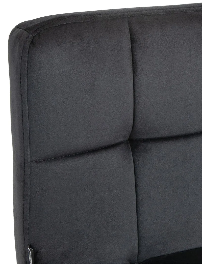 Tabouret de bar chaise haute x 1 avec coutures décoratives carrées assise en velours noir pieds en métal noir 10_0005334