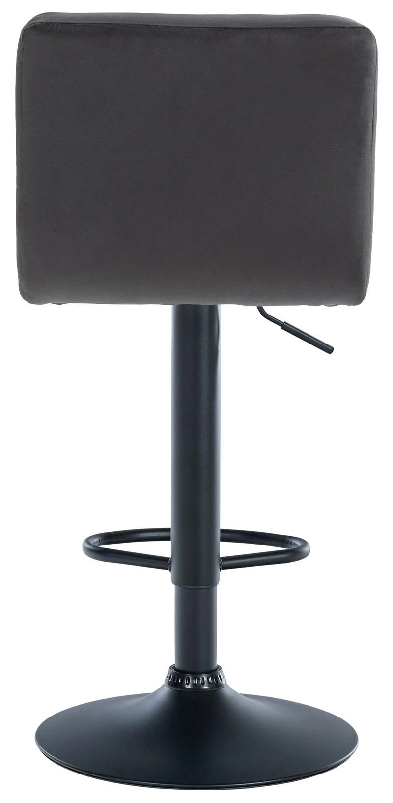 Tabouret de bar chaise haute x 1 avec coutures décoratives carrées assise en velours noir pieds en métal noir 10_0005334