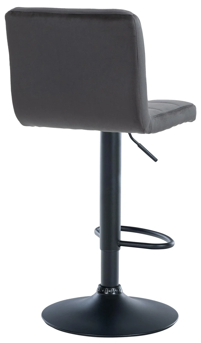 Tabouret de bar chaise haute x 1 avec coutures décoratives carrées assise en velours noir pieds en métal noir 10_0005334