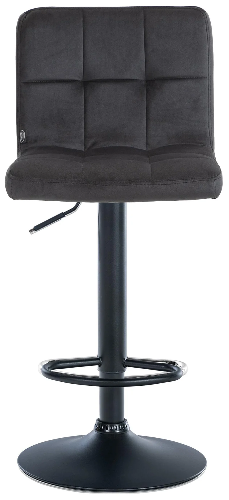 Tabouret de bar chaise haute x 1 avec coutures décoratives carrées assise en velours noir pieds en métal noir 10_0005334