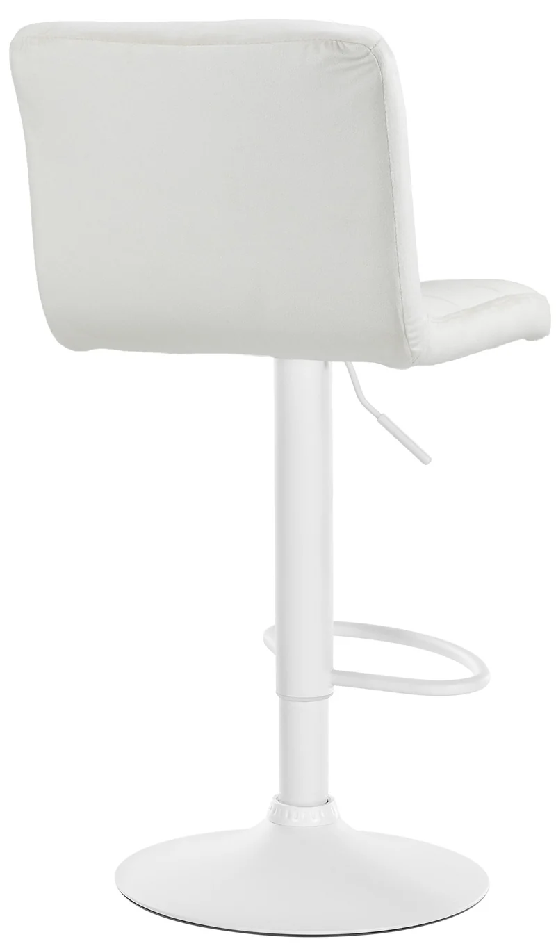 Tabouret de bar chaise haute x 1 avec coutures décoratives carrées assise en velours crème pieds en métal blanc 10_0005336
