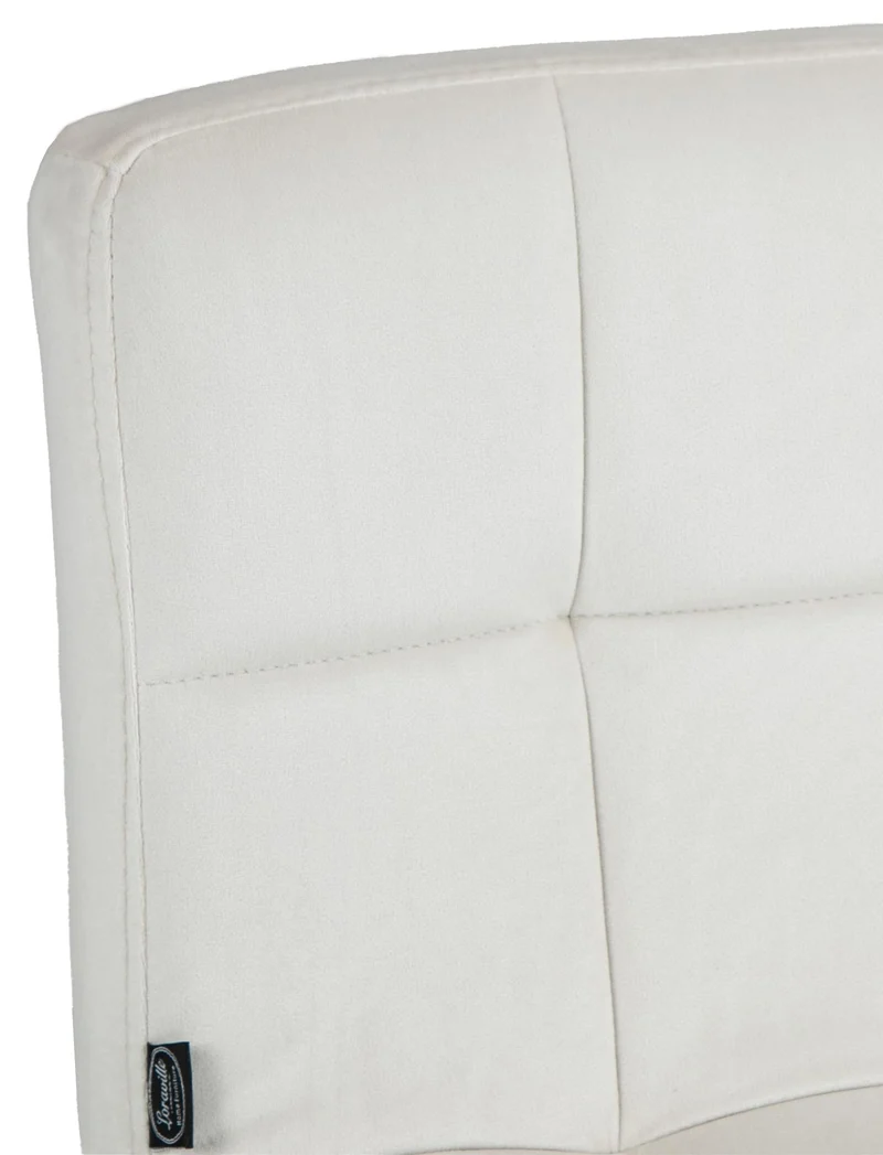 Tabouret de bar chaise haute x 1 avec coutures décoratives carrées assise en velours crème pieds en métal blanc 10_0005336