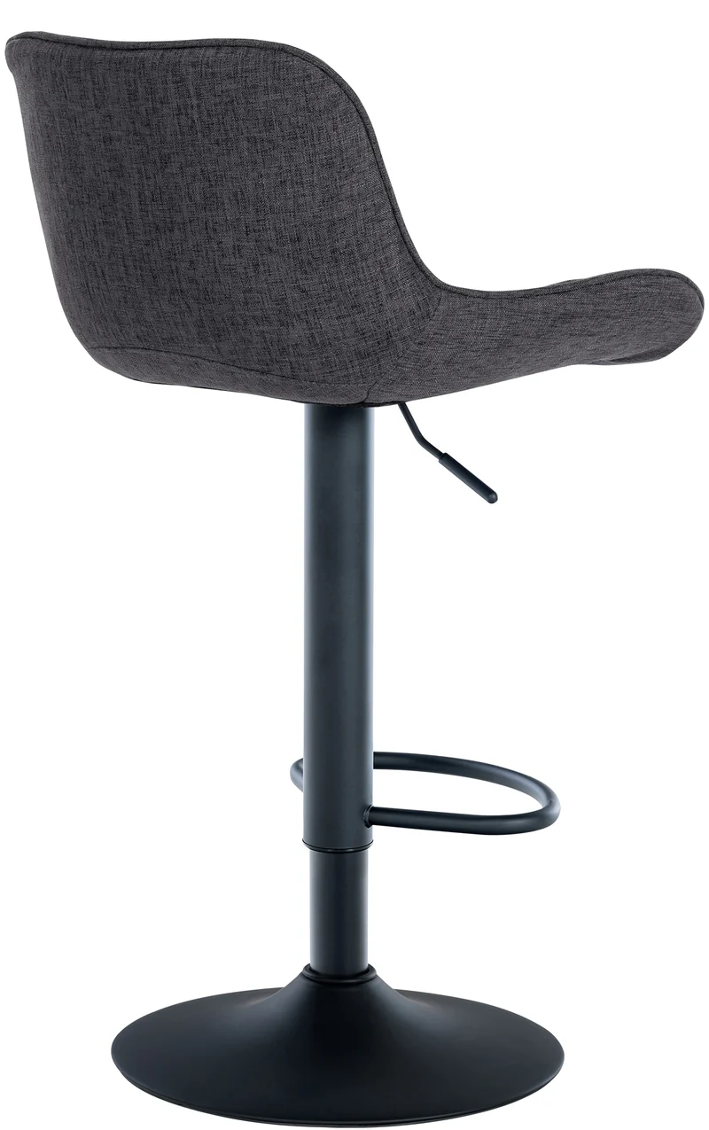 Tabouret de bar x1 assise avec coutures décoratives losange en tissu noir et pieds en métal noir 10_0005232