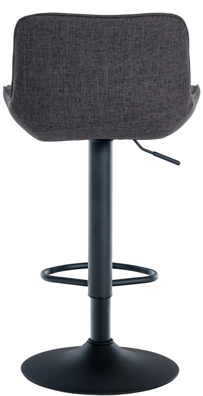 Tabouret de bar x1 assise avec coutures décoratives losange en tissu noir et pieds en métal noir 10_0005232