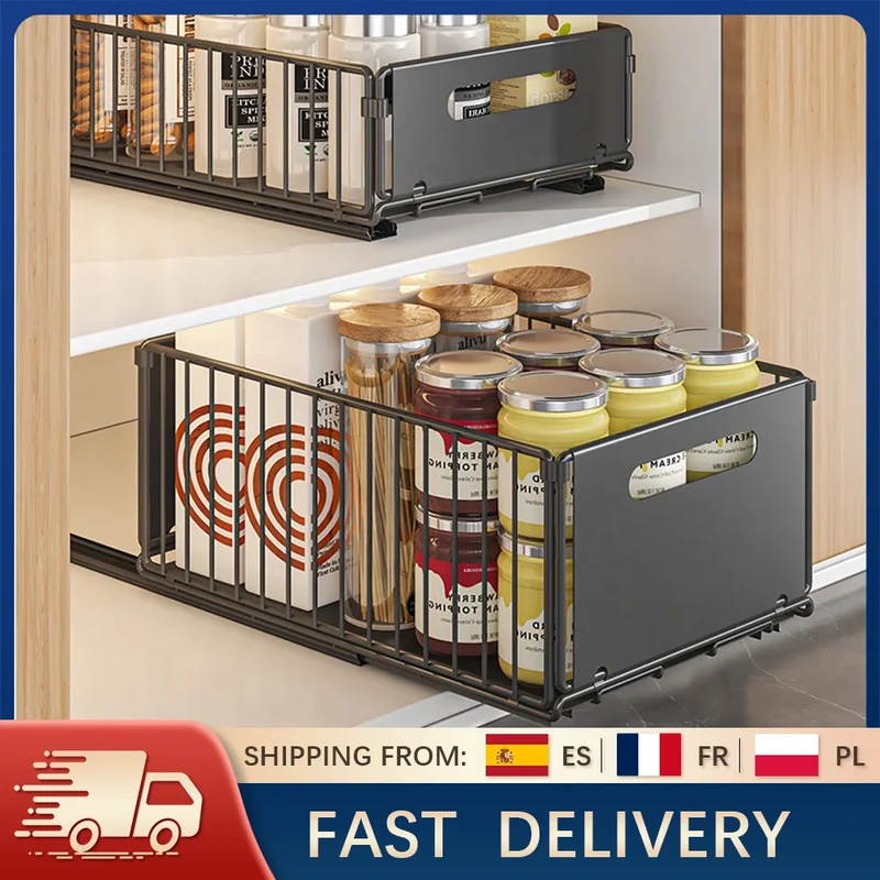 Organisateur placard cuisine coulissant – lot de 2