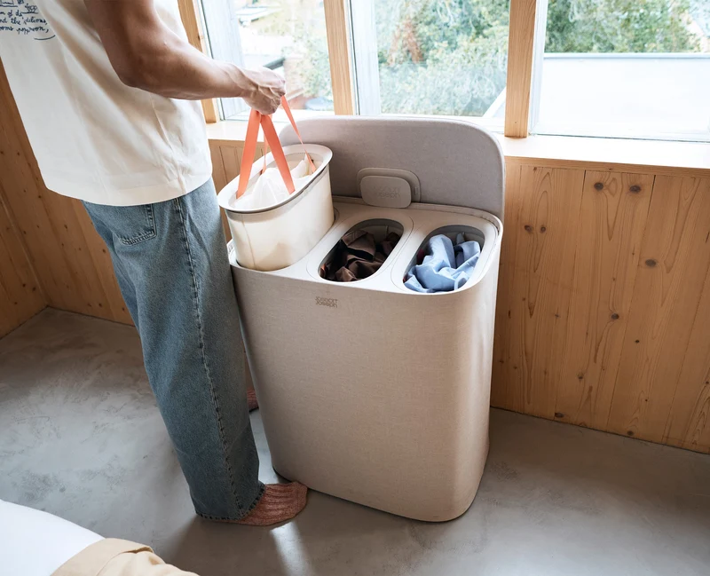 Tota 2 Trio 90L Panier à Linge de Séparation Champignon Clair