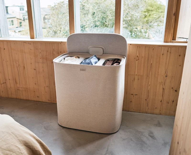 Tota 2 Trio 90L Panier à Linge de Séparation Champignon Clair