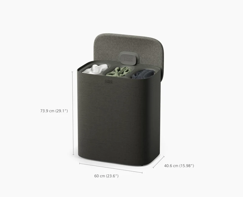 Tota 2 Trio 90L Panier à Linge de Séparation Gris Forêt