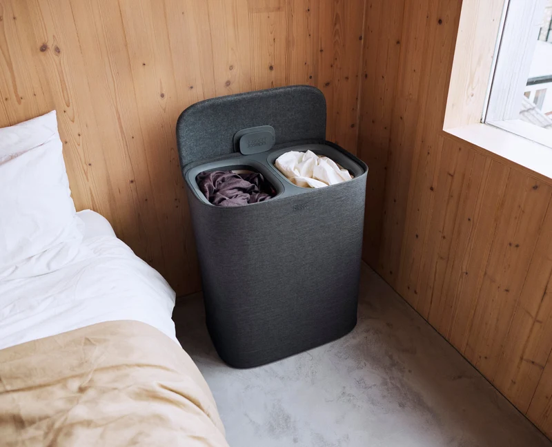 Tota 2 Twin 90L Panier à Linge de Séparation Gris Forêt