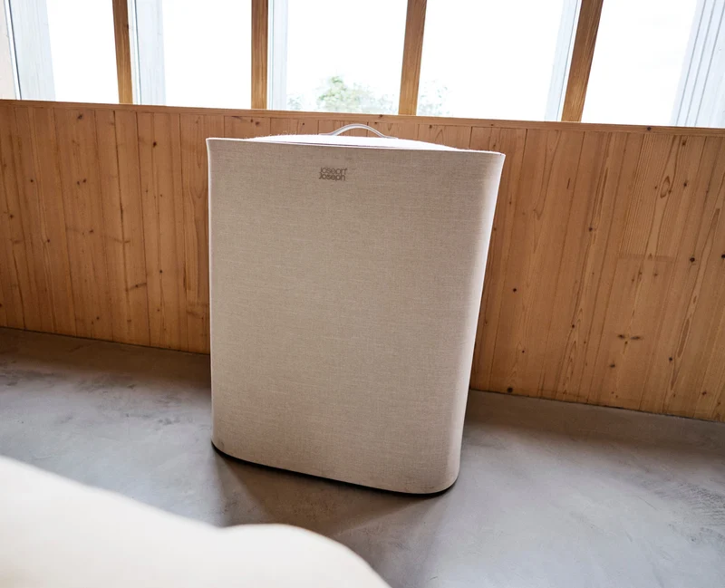 Tota 2 Twin 90L Panier à Linge de Séparation Champignon Clair