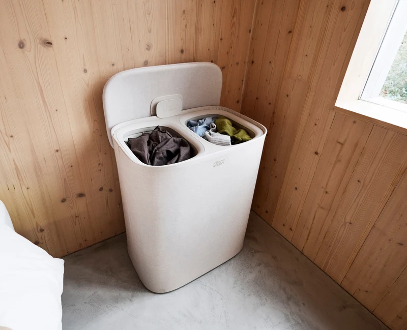 Tota 2 Twin 90L Panier à Linge de Séparation Champignon Clair