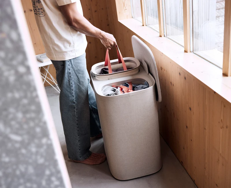 Tota 2 Twin 90L Panier à Linge de Séparation Champignon Clair