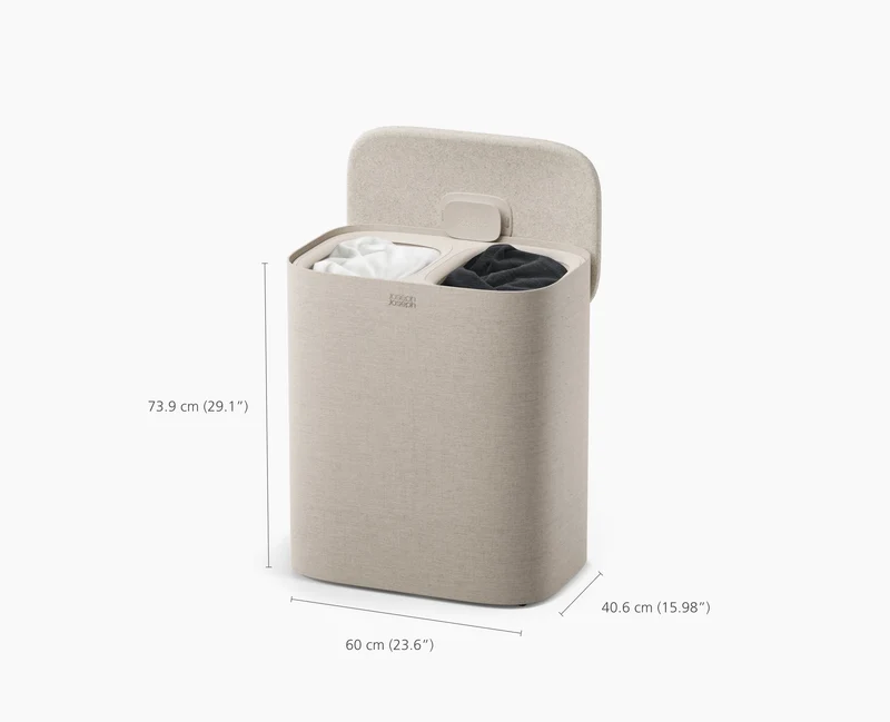 Tota 2 Twin 90L Panier à Linge de Séparation Champignon Clair