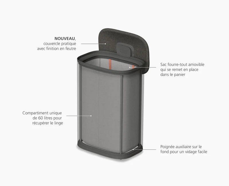 Tota 2 One 60L Panier à Linge Gris Forêt