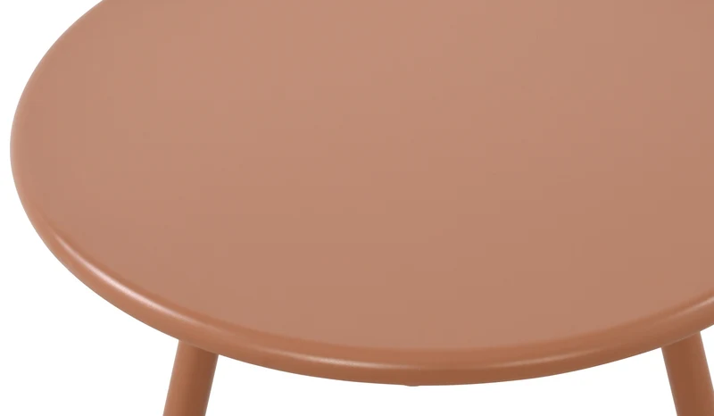 Table basse ronde intérieur / extérieur plateau polypropylène couleur terre cuite pieds métal Ø 50 cm 10_0009225