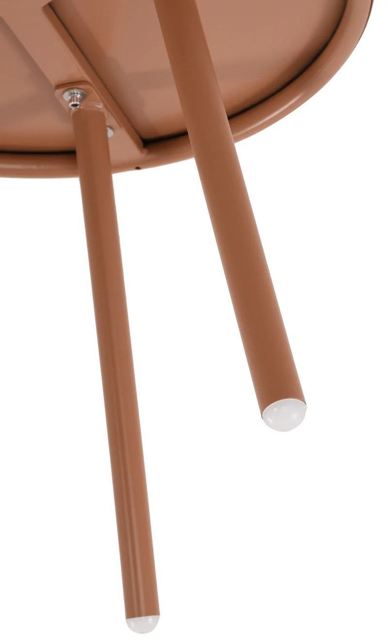 Table basse ronde intérieur / extérieur plateau polypropylène couleur terre cuite pieds métal Ø 50 cm 10_0009225