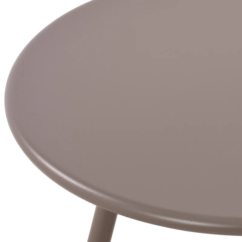 Table basse ronde intérieur / extérieur en polypropylène couleur taupe – Ø 60 cm résistante aux intempéries 10_0009234