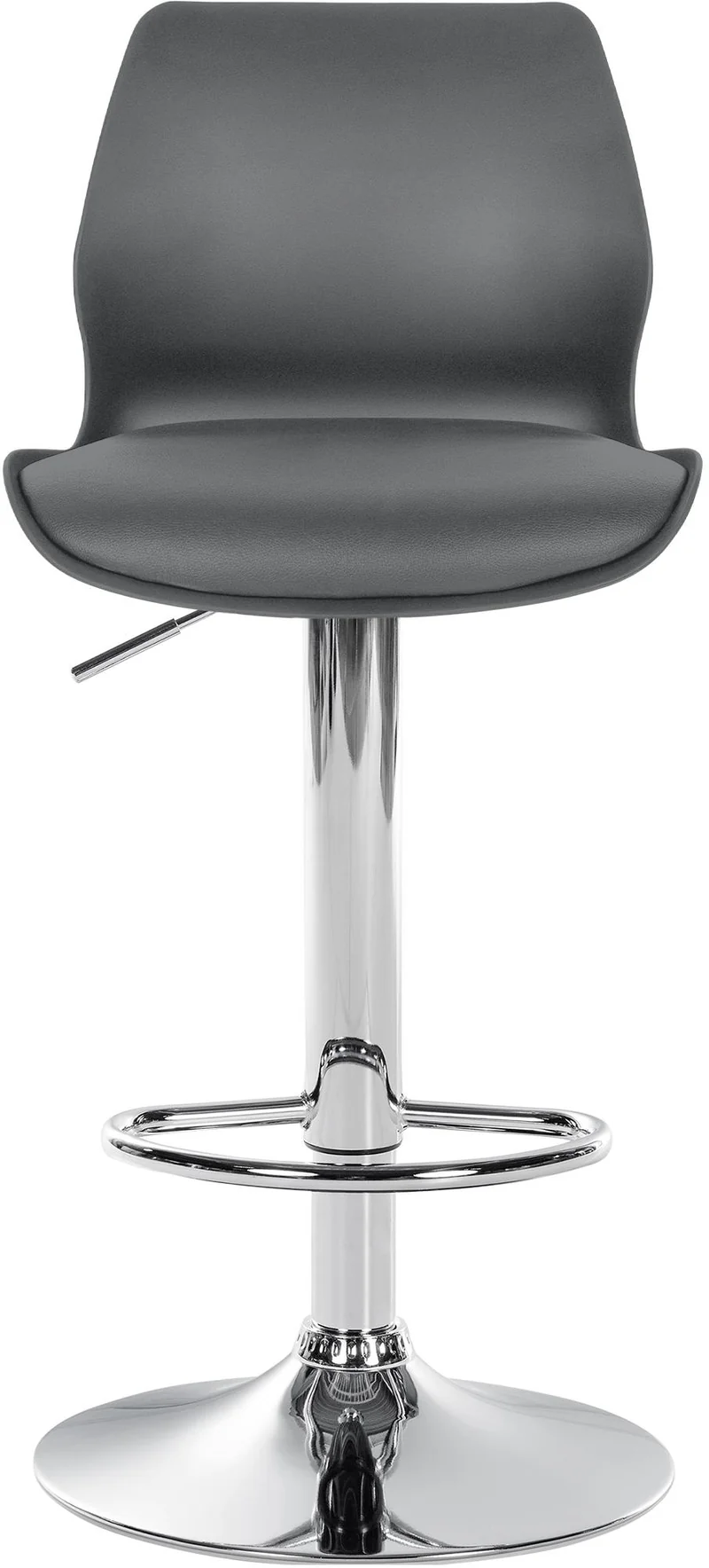 Lot de 2 tabourets de bar avec repose-pieds hauteur réglable pivotant en PVC et plastique gris et métal 10_0006105