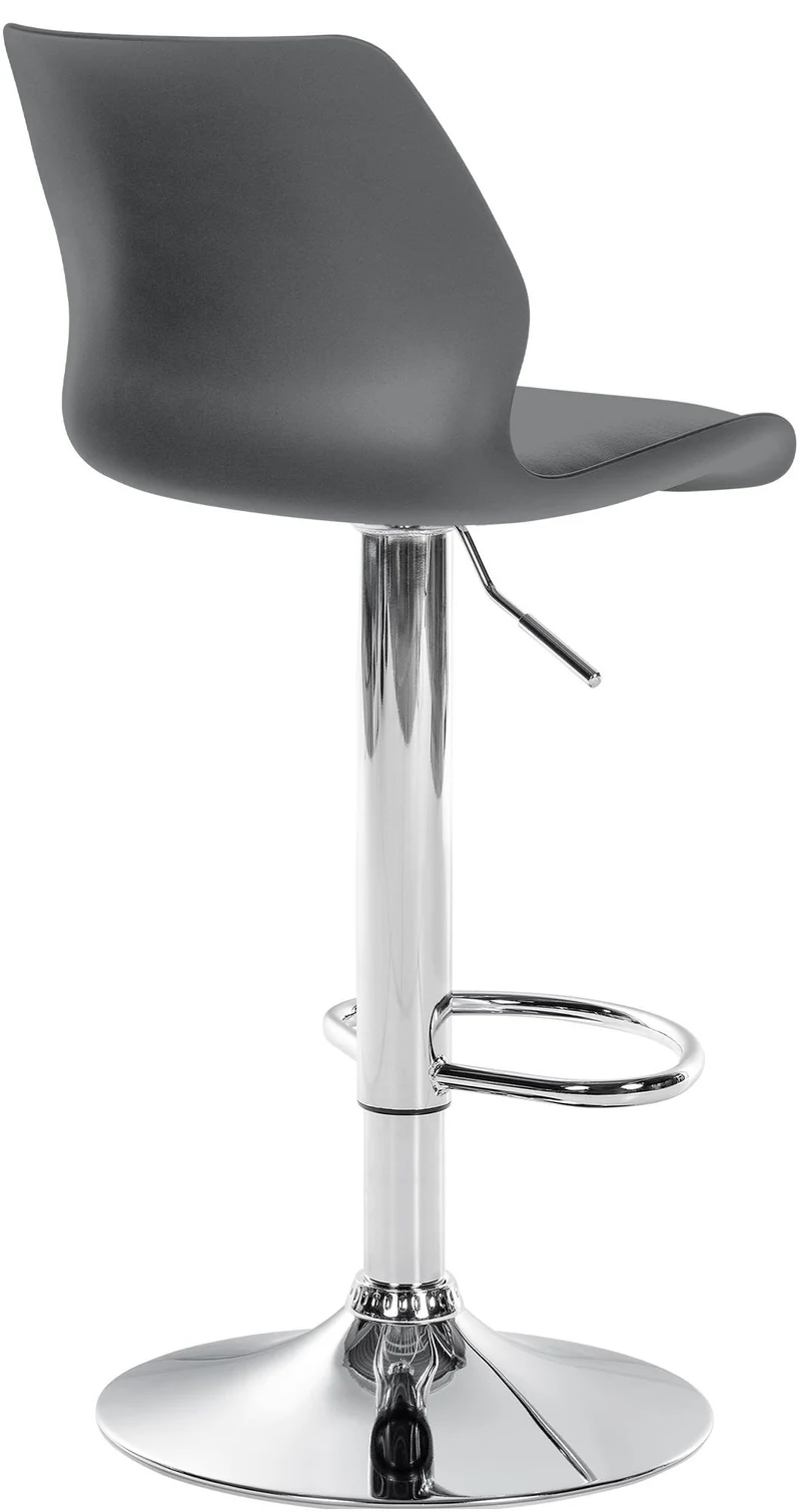 Lot de 2 tabourets de bar avec repose-pieds hauteur réglable pivotant en PVC et plastique gris et métal 10_0006105