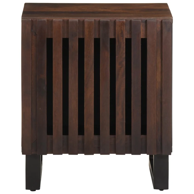 Lot de 2 tables de chevet avec compartiment avec porte 40 x 34 x 46 cm bois de manguier marron et acier DEC034794